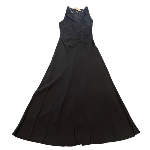 NWT J.Crew Collection Sz 6 Black Full-Length Embellished Ruched Dress CD510 - Picture 5 of 15